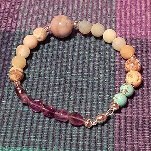 Magnetic Handmade Stone Bracelet jasper amethyst amazonite soapstone